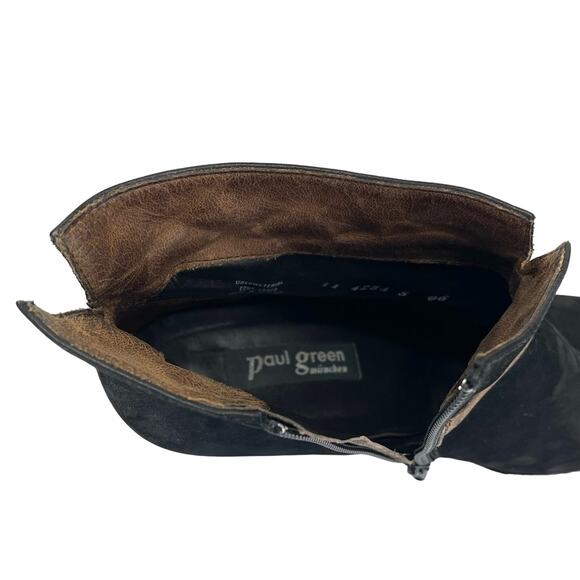 Paul Green Black Heeled Ankle Boot Sz 7.5 Leather Vintaged Finish Padded footbed - Picture 5 of 14